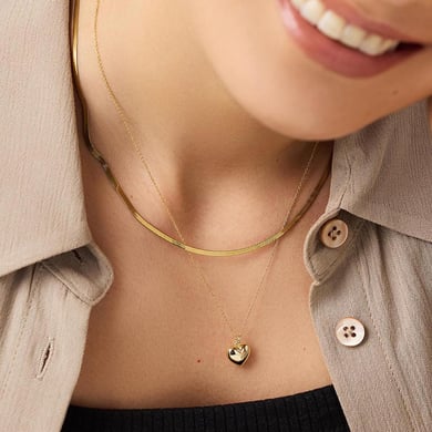 1 Stück Simple Series Simple Heart Edelstahl 18 Karat vergoldet Damen-Mehrfachketten h5 Bild4