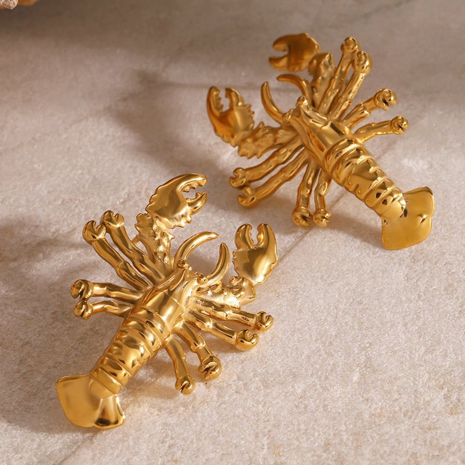 1 Paar Simple Series Vacation Animal Edelstahl 18 Karat vergoldete Damen-Ohrstecker Bild3