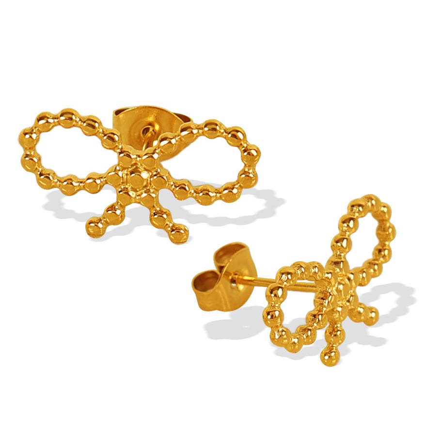 1 Pair Simple Series Simple Bow Knot Stainless Steel 18K Gold Plated Women Stud Earrings Picture6