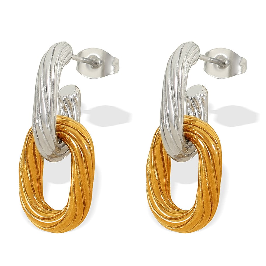1 Pair Simple Series Simple Geometric Stainless Steel 18K Gold Plated Women Drop Earrings Picture4