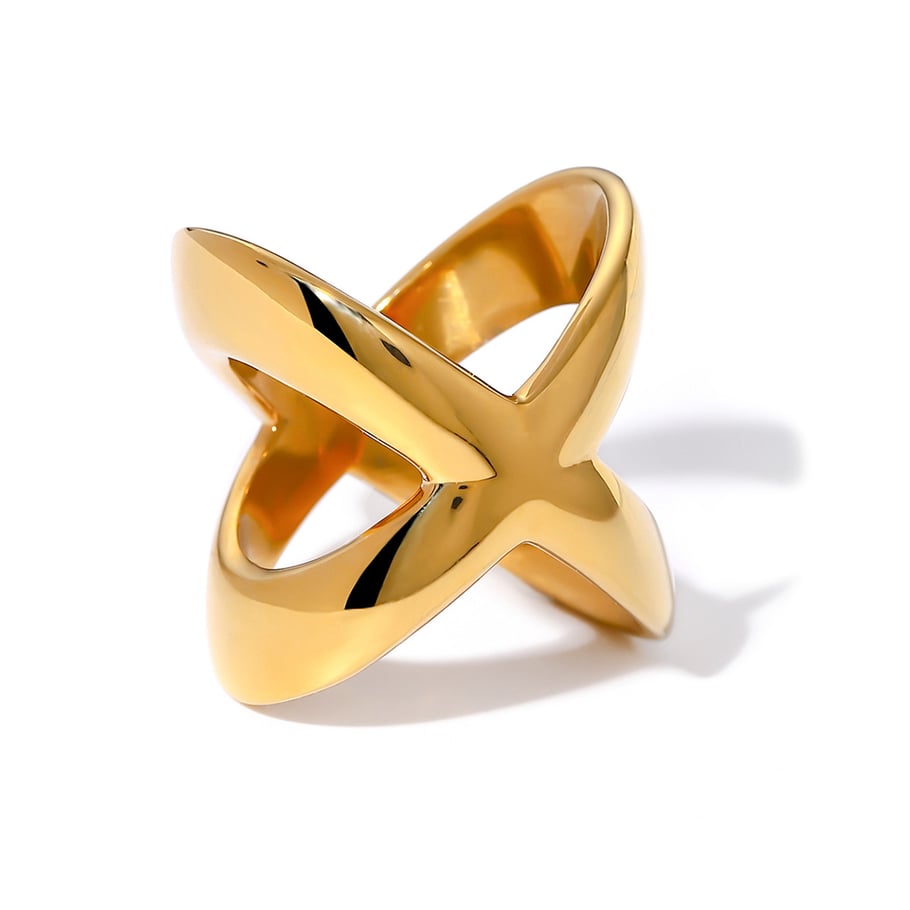 1 Stück Simple Series Europa und Amerika Massivfarbe Edelstahl Gold Farbe Damen Einzelringe Bild9