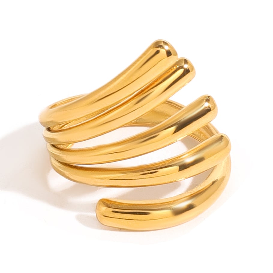1 Piece Simple Fashionable Style Irregular Line Shape Steel 18K Gold Plated Women's Adjustable Ring Picture5