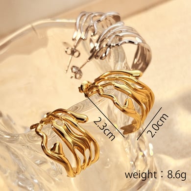 1 Pair Irregular Shape Stainless Steel Gold Color Women's Stud Earrings h5 Picture5