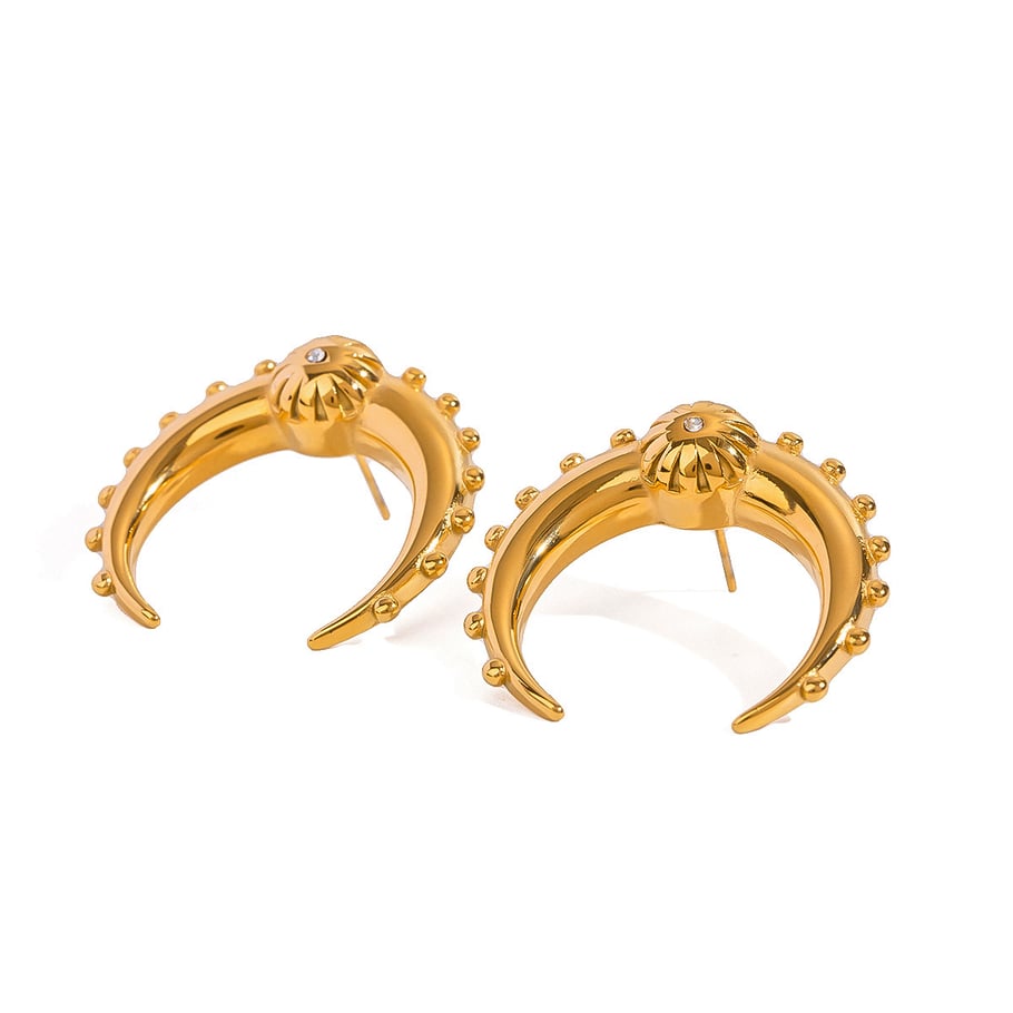 1 Paar Simple Series Retro Sonne/Mond Edelstahl 18 Karat vergoldet Strass Damen Ohrstecker Bild6