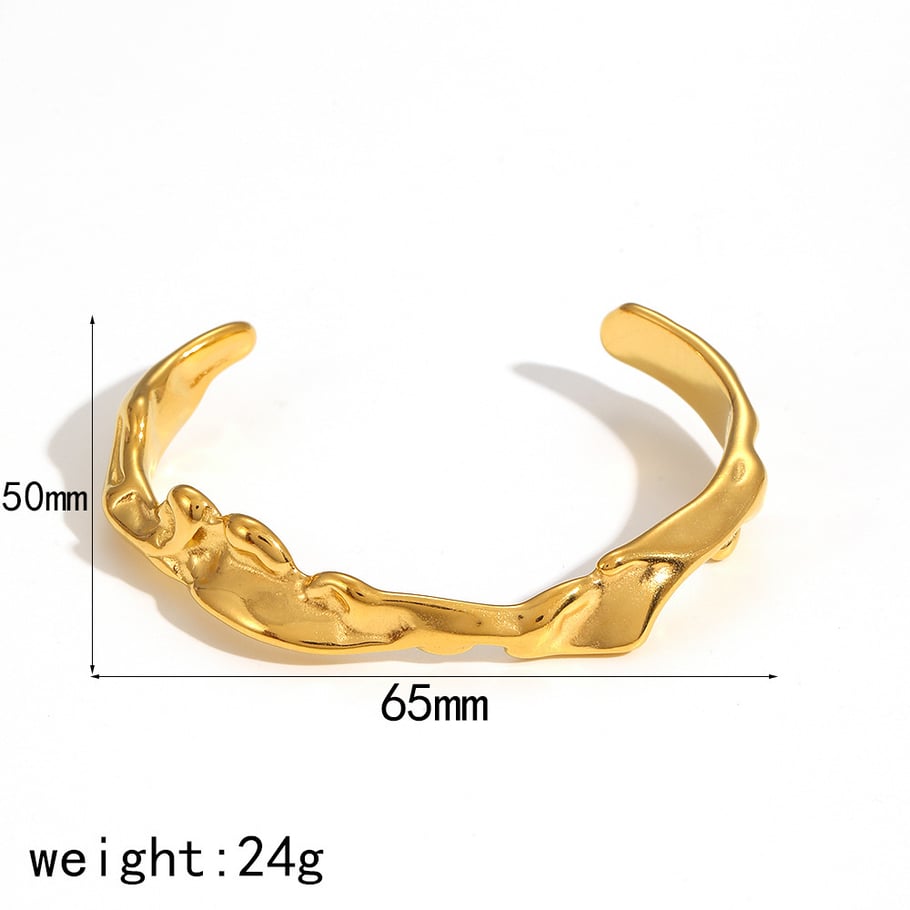 1 Stück Simple Series Leichter Luxus-Stil Ring Edelstahl 18 Karat vergoldet Damen Armreifen Bild6