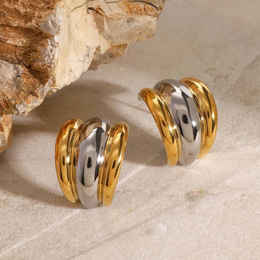 1 Pair Simple Series Daily Letter Stainless Steel 18K Gold Plated Women Stud Earrings Picture5