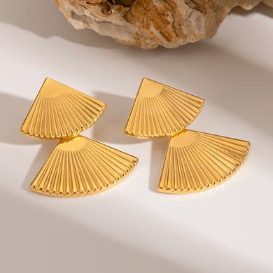 1 Paar Simple Series Ins Style Geometrischer Edelstahl 18 Karat vergoldete Damen-Tropfenohrringe h5 Bild3
