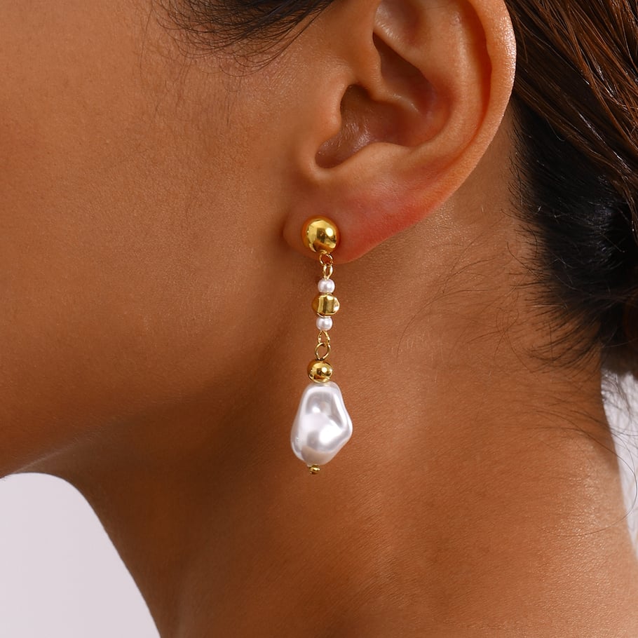 1 Pair Romantic Series Exquisite Irregular Stainless Steel Gold Color Women's Drop Earrings Picture7