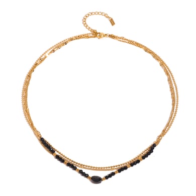 1 Piece Simple Series Elegant Beads Stainless Steel 18K Gold Plated Natural Stone Women Layered Necklaces h5 Picture5