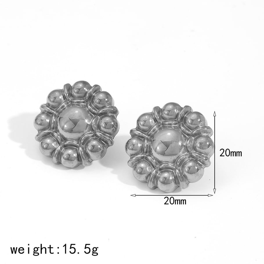 1 par de pendientes de botón con diseño de flores retro chapados en oro de 18 quilates Imagen8