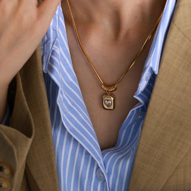 1 Piece Simple Series Simple Heart Stainless Steel 18K Gold Plated Zircon Women Pendant Necklaces h5 Picture4