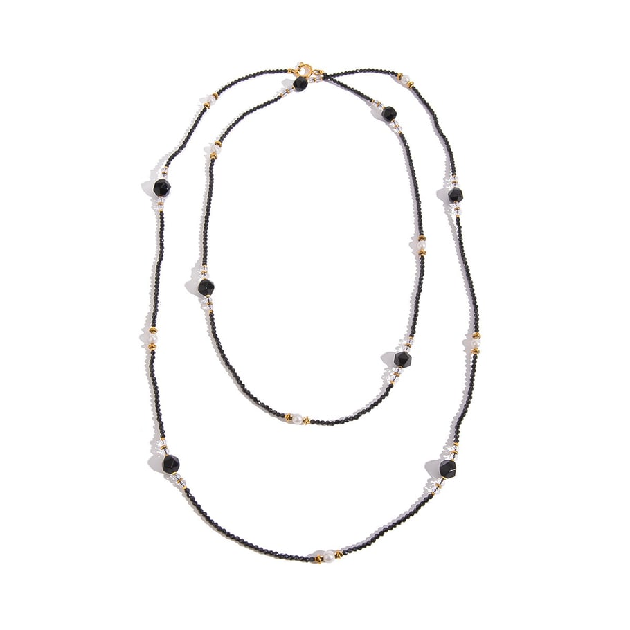 1 Stück Klassische Serie Elegante Perlen Edelstahl 18 Karat vergoldet Naturstein Damen Perlenketten Bild6