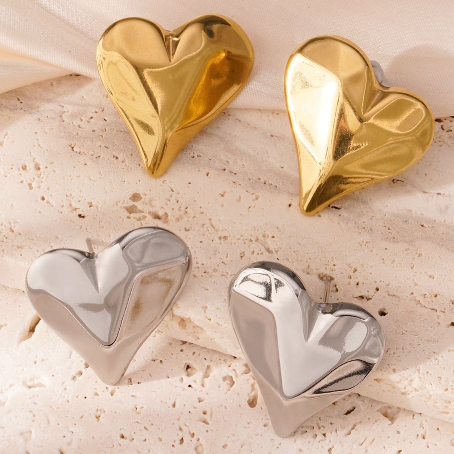 1 Paar romantische Serie Sweet Heart Titan Stahl Gold Farbe Damen Ohrstecker Bild5