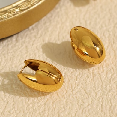 1 Pair Simple Series Simple Solid Color Stainless Steel 18K Gold Plated Women Drop Earrings h5 Picture4