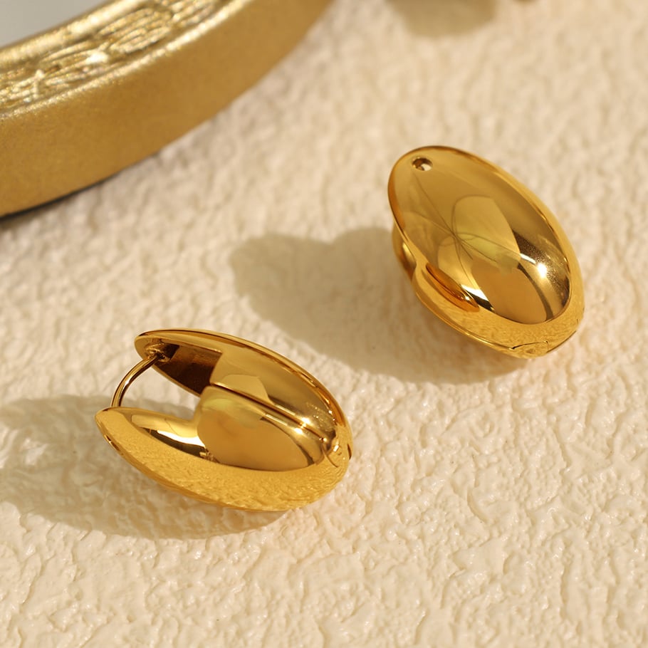 1 Pair Simple Series Simple Solid Color Stainless Steel 18K Gold Plated Women Drop Earrings Picture4