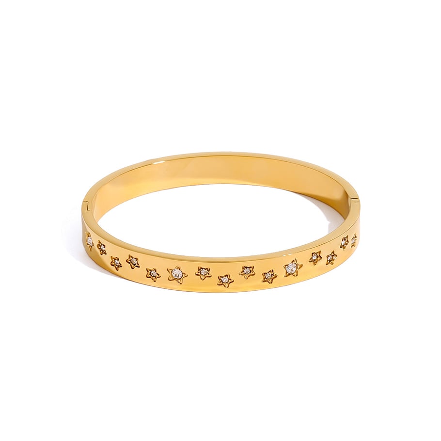 Pulseras de mujer de acero inoxidable chapadas en oro con pentagrama de Europa y América, serie romántica, 1 unidad Imagen8