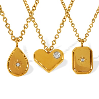 1 Piece Simple Series Retro Heart Stainless Steel 18K Gold Plated Zircon Women Pendant Necklaces h5 Picture5
