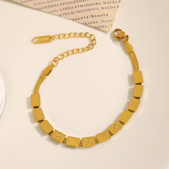 1 Piece Simple Series Simple Geometric Stainless Steel 18K Gold Plated Women Charm Bracelets