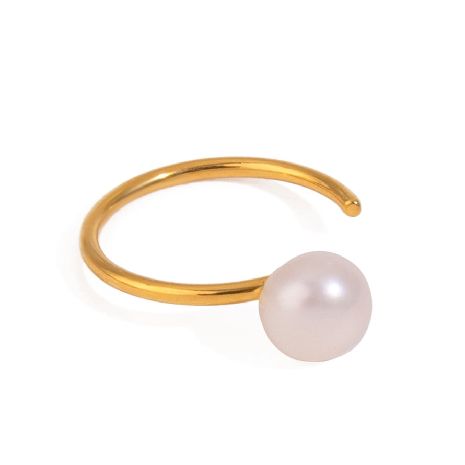 1 Piece Classic Series Gorgeous Line Stainless Steel Gold Color Women's Single Rings Picture8