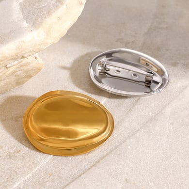 1 Paar Simple Series Einfache, einfarbige Edelstahl-Broschen mit 18 Karat Goldbeschichtung für Damen h5 Bild4