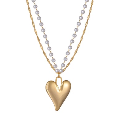 Collier bohème simple en acier inoxydable plaqué or 18 carats avec perles et pendentif soleil/lune pour femme, 1 pièce h5 Image5