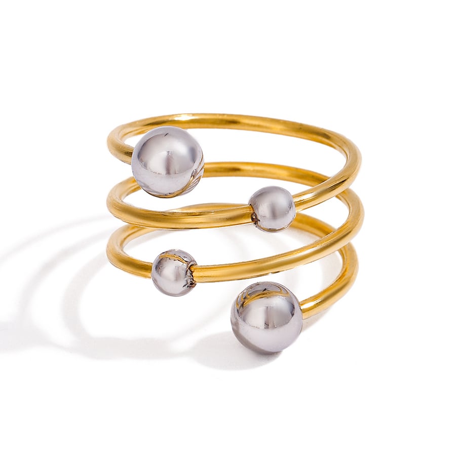 1 Piece Simple Series Personality Asymmetric Sphere Line Stainless Steel Gold Color Women's Single Rings Picture6