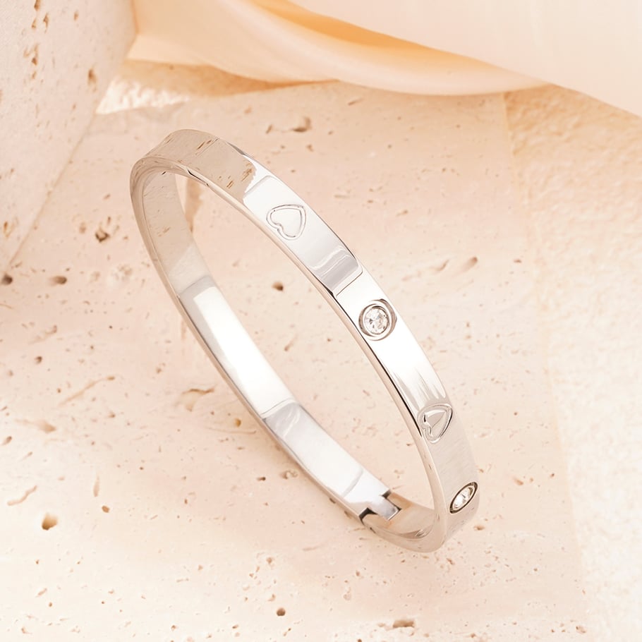 1 Piece Classic Series Delicate Circle Stainless Steel Gold Color Women's Bangles h5Picture4