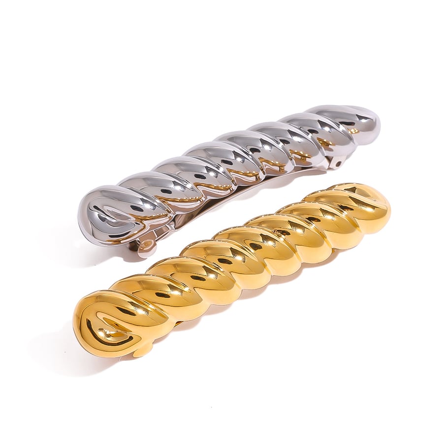 1 Paar Simple Series Klassische geometrische Haarspangen aus Edelstahl mit 18 Karat Vergoldung für Damen Bild5