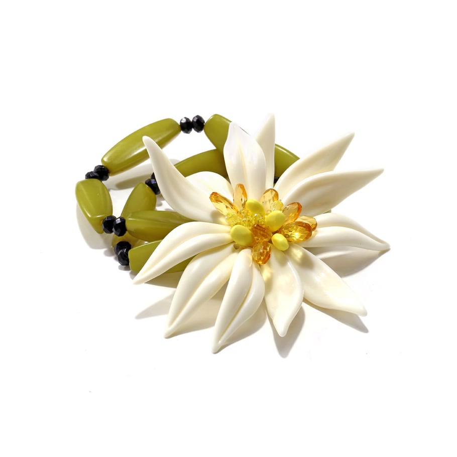 1 Piece Holiday Style Beaded Dimensional Large Flower Women's Beaded Bracelets Picture6