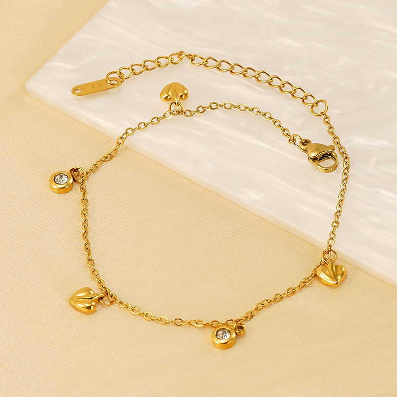 1 Piece Simple Series Classic Heart Stainless Steel 18K Gold Plated Women Chain Bracelets Picture6