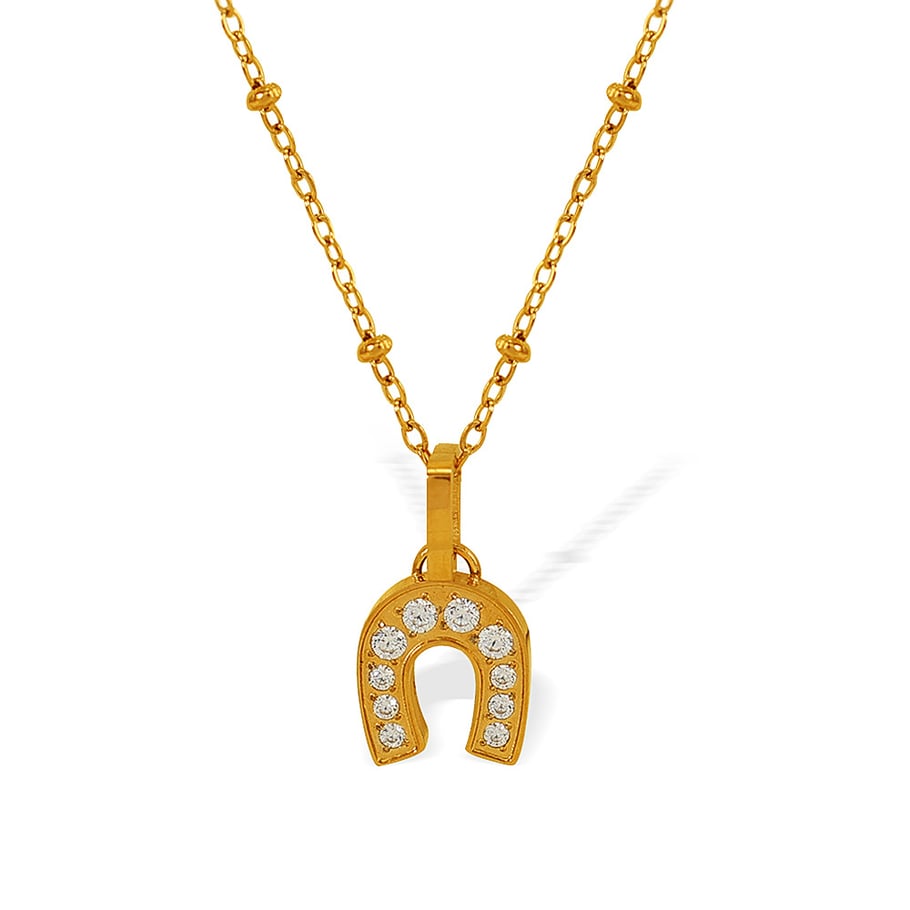 1 Piece Simple Series Simple Geometric Stainless Steel 18K Gold Plated Zircon Women Pendant Necklaces Picture6