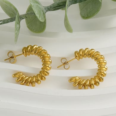 1 Pair Retro Simple Style Twist Shape Stainless Steel 18K Gold Plated Women's Stud Earrings h5 Picture4