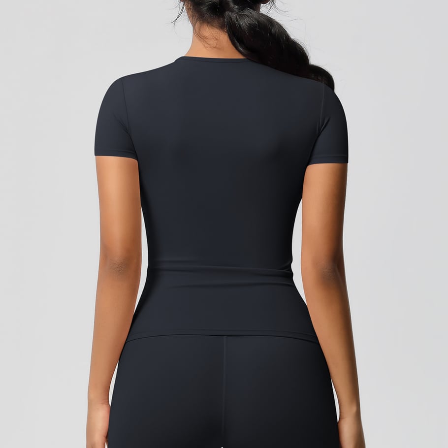 1 Piece Solid Color Skinny Athletic Cycling Yoga T-Shirt Women’s Sport Clothins Picture3