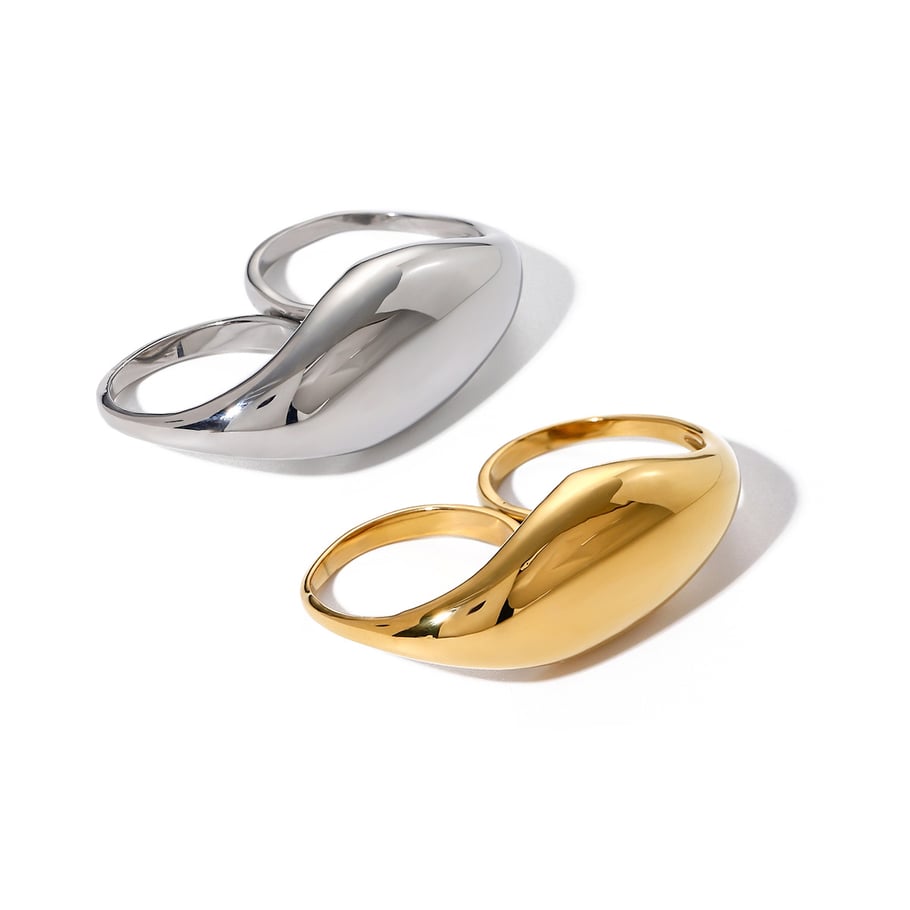 1 Paar Simple Series Ins Style Geometrischer Edelstahl 18 Karat vergoldet Verstellbare Damenringe Bild6