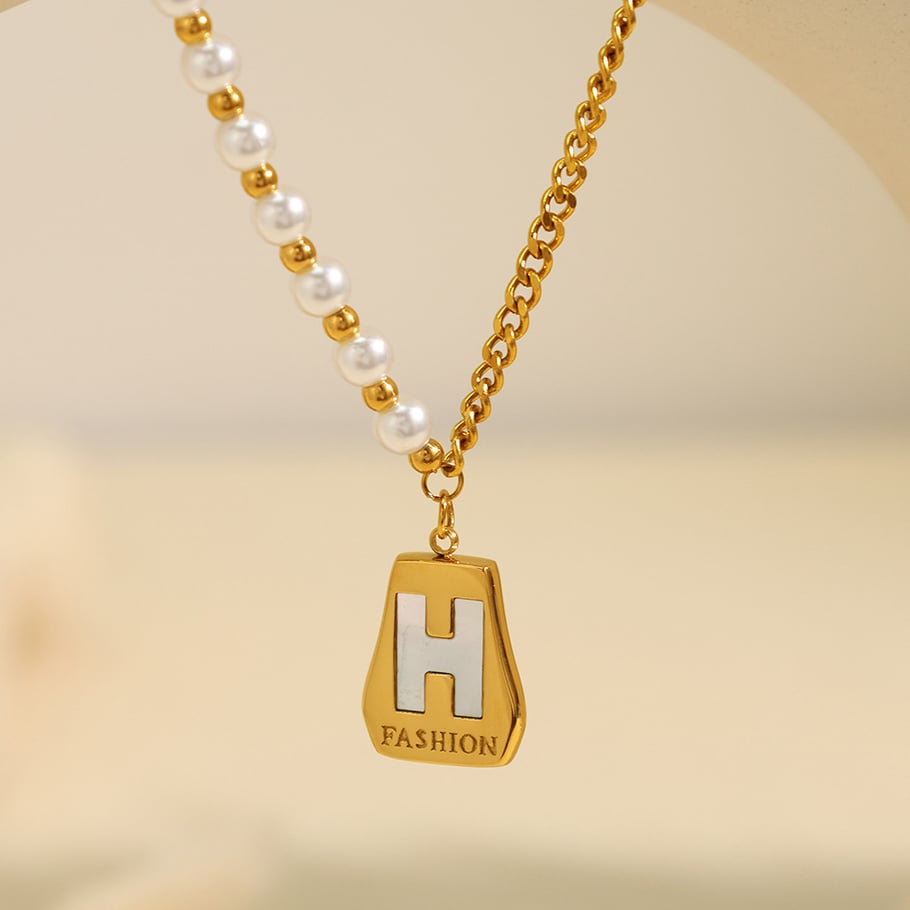 1 Piece Simple Series Classic Beads Titanium Steel 18K Gold Color Plated Artificial Pearl Women's Pendant Necklaces Picture3