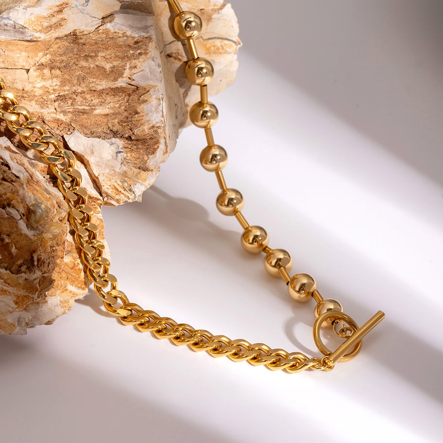 1 Stück Simple Series Ins Style Perlen Edelstahl 18 Karat vergoldet Damen Anhänger Halsketten Bild3
