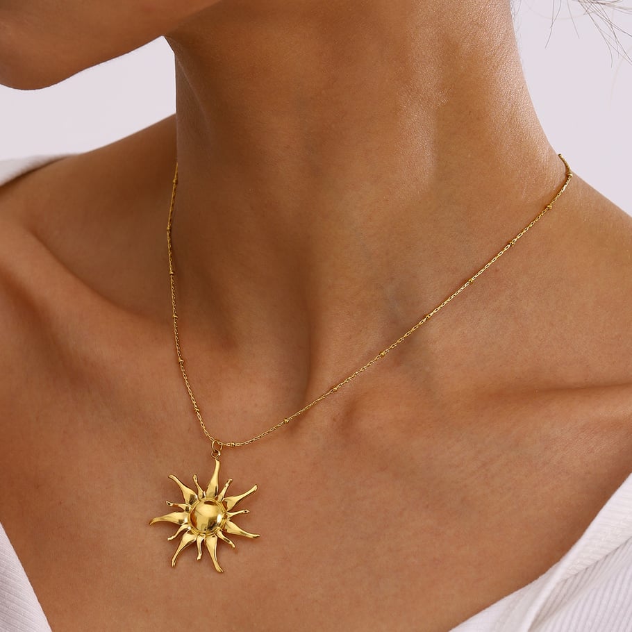 1 Piece Simple Series Elegant Sun/Moon Stainless Steel 18K Gold Plated Women Pendant Necklaces Picture5