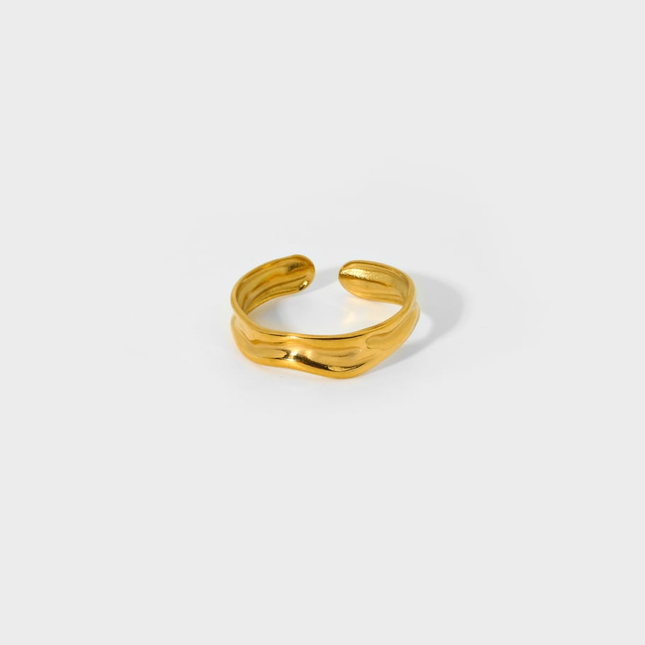 Simple and Versatile Gold Colored Stainless Steel Women's Ring Picture4