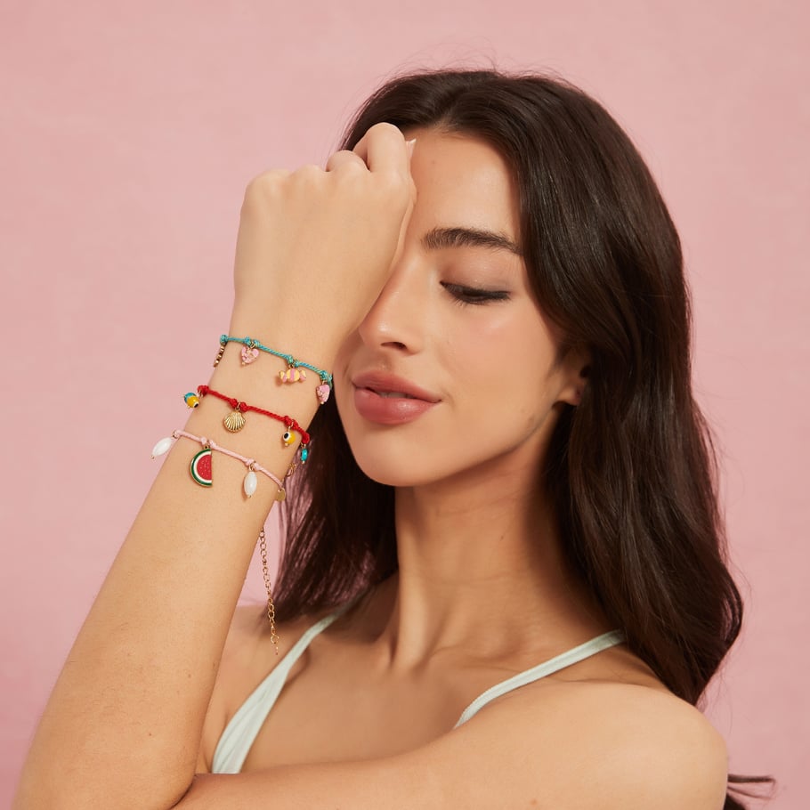 Natural Fruits Cotton Rope Stainless Steel Gold Color Women's Charm Bracelets Picture4
