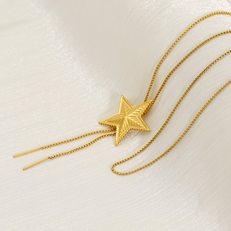 Star Stainless Steel Gold Color Long Necklaces Picture6