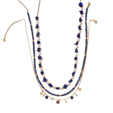 1 Piece Sophisticated Series Bohemian Stainless Steel Gold Color Blue Natural Stone BeadsWomen's Beaded Necklaces h5 Picture6