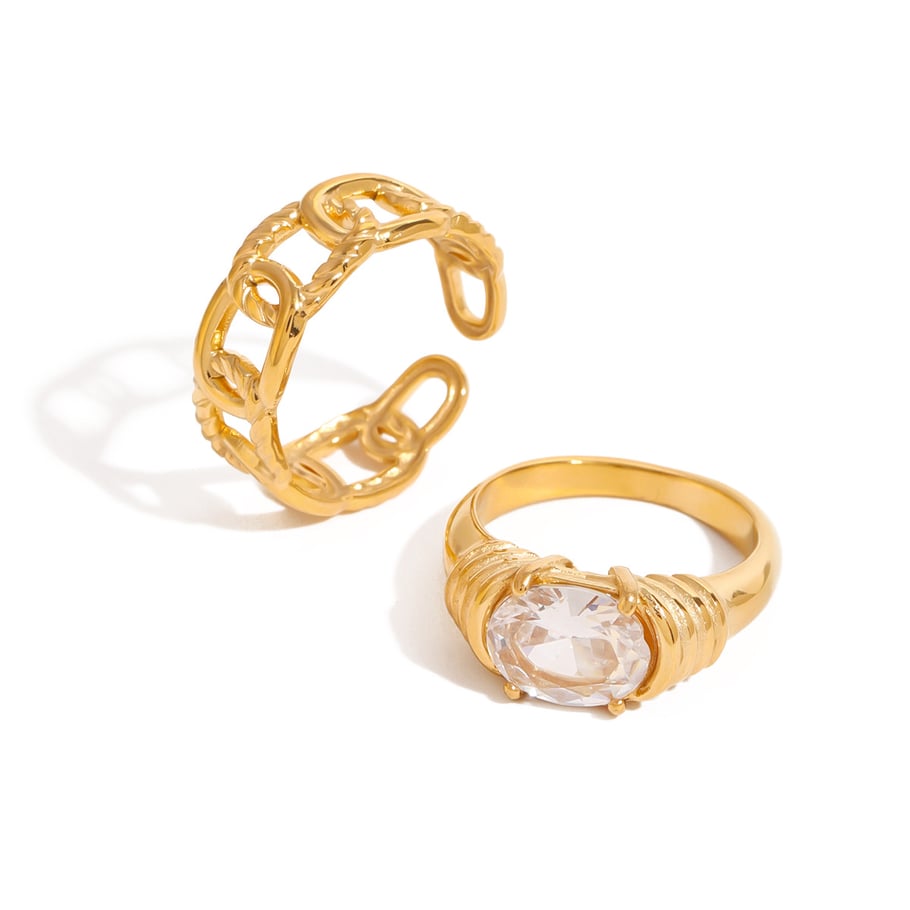 1 Piece Classic Geometric Stainless Steel Gold Color Women's Single Rings Picture6