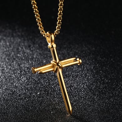 1 Piece Designable Cross Nail Stainless Steel Men's Necklaces h5 Picture2