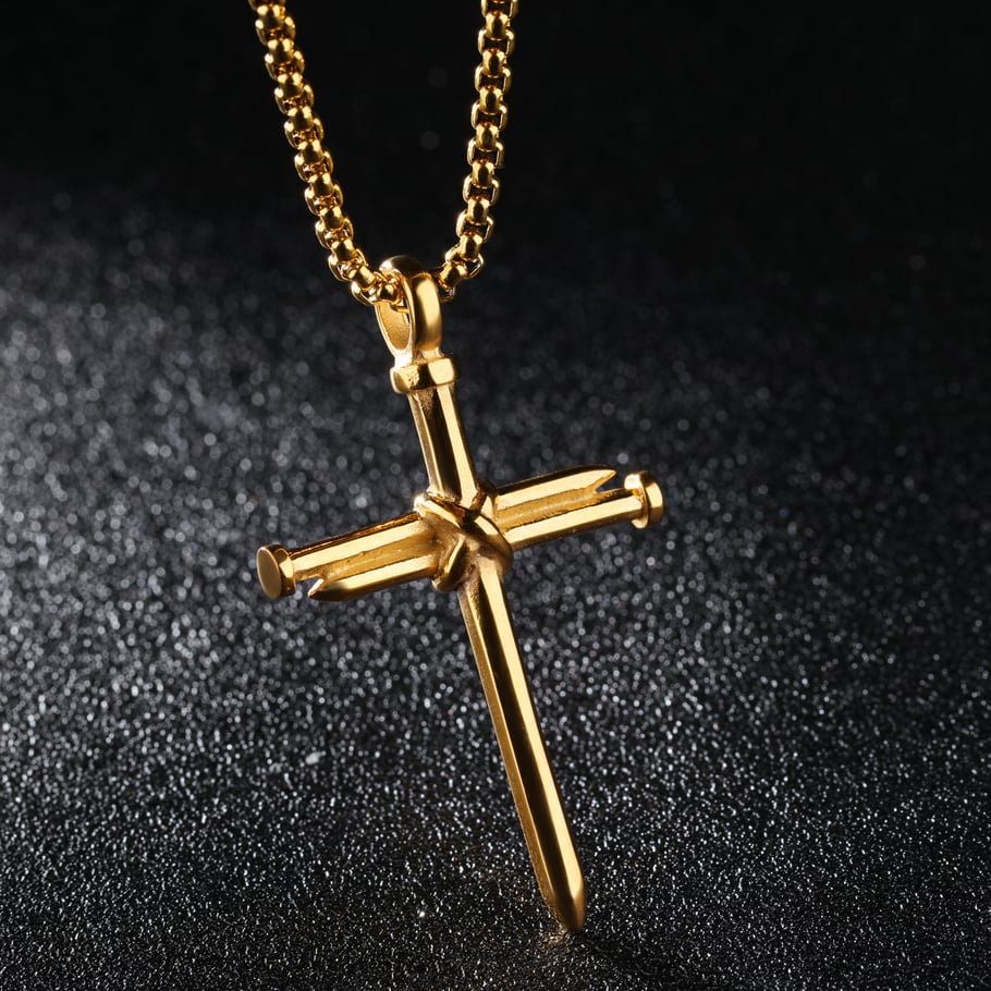 1 Piece Designable Cross Nail Stainless Steel Men's Necklaces Picture2