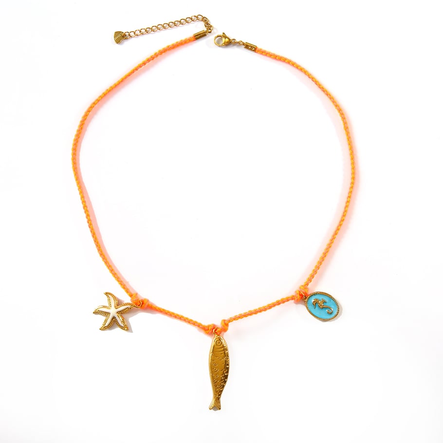Contrast Color Fish Stainless Steel Gold Color Women's Pendant Necklaces 
