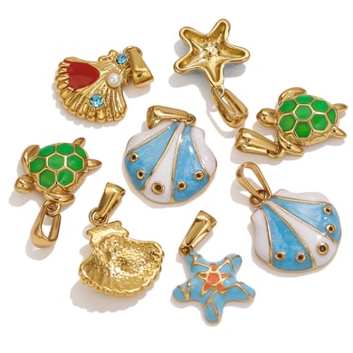 1 Piece Ocean Series Marine Organism Stainless Steel Women's Pendants h5 Picture4