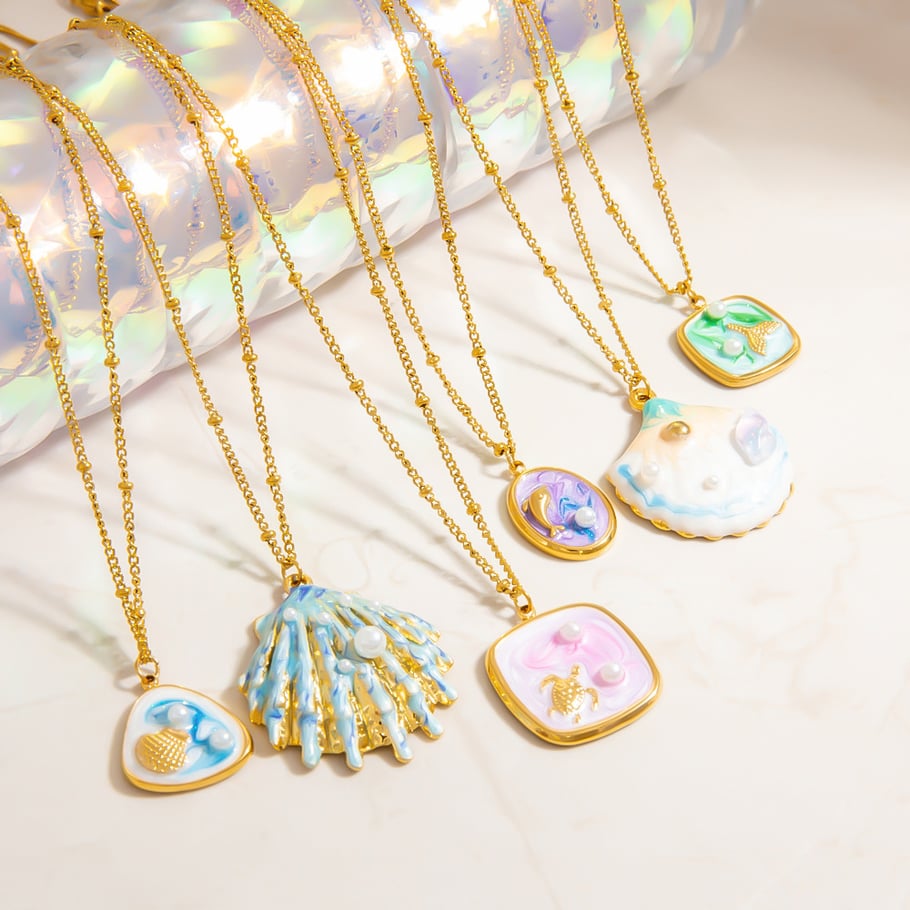 Vacation Stainless Steel Gold Color Pendant Necklaces Picture4
