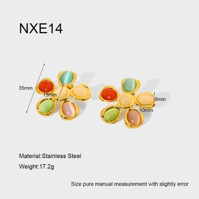 Stylish Colored Glass Flower Stainless Steel Women's Necklaces h5 