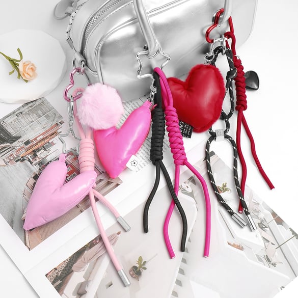 1 Piece Sweet Leather Heart Bag Charms