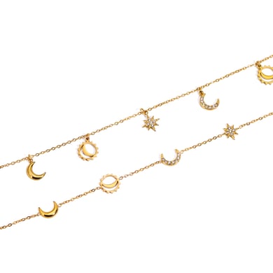 1 Piece Gold Color Stainless Steel Moon & Star Women's Charm Bracelets h5 Picture6